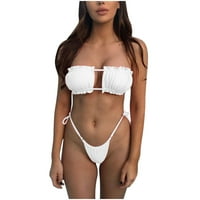 Finelylove kupaći kupaći komisiji za žene Lagano obloženi sportski grudnjak Bikini bijeli l
