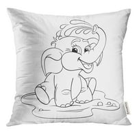 Smiješan crtani dječji slon koji se sipa sa vodenom i bijelom bojom za bojanje jastučnicu jastučnicu