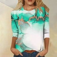 Cleance Women Trendy Mramorni ispis tunika bluza za bluze Ruka Okrugli izrez Loover Pulover Comfy Mekani