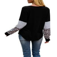 Remikst ženski povremeni dugi rukavi Leopard Print Tunic Lose Fit Novelty majice, 2xL