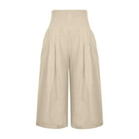 Borniu Capris za žene, široke pantalone za noge visoke struke ravne hlače casual pantalone, obrezive