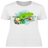 Zelena kameleon Trendy majica žene -Image by Shutterstock, ženska srednja sredstva