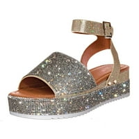 Ženski ljetni Wedgr Crystal Rhinestone kopče sandale na otvorenom cipele