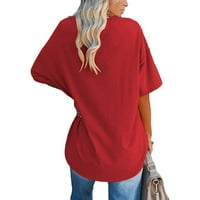 Ženske majice rame V rec moda Solidna boja kratki rukav majica top bluza Ženska ljetna sloboda XL