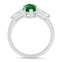 2. CT sjajan markizni rez simulirani smaragd 14k bijeli zlato Trobotan prsten s 5,75