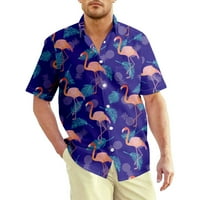 Ležerna havajska majica muške kratkih rukava Flamingo košulje za zaštitu od sunca-zaštitni top140
