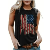 OAVQHLG3B 4. jula odijela za ženska američka zastava majica O-izrez patriotske majice bez rukava zastava