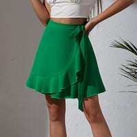 Suknja plus veličina za žene čišćenje Ženskih modnih šljokica Solidana boja High Squik Stretch kratka