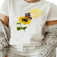 Niveer dame majica za majicu Crw Crt Thirt Sunflower Ispiši ljetne vrhove Redovna fit pulover TUNIC