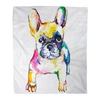Bacanje pokrivača toplo ugodno print flanel frenchie francuski buldog originalni akvarel psa duge duši