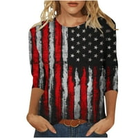 Ženska modna penasna američka majica za zastavu Ruhunes bluza okrugli vrat casual vrhovi 4. jula Dan