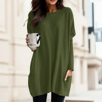 Plus veličine vrhova za žene čvrste tople dugih rukava V retfertshirt labavi pulover tiska