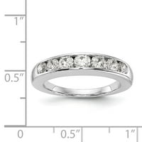 Čvrsta 14k bijelo zlato sedam kamena dijamantski kanal vjenčani prsten sa CZ CUBIC cirkonijom veličine