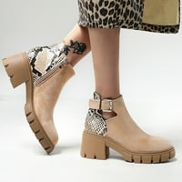 Ženske cipele Modni Leopard Ispiši gole čizme debele potplate debele pete Žene čizme prozračne modne