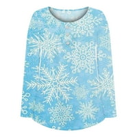 Flowy Tunic dugi vrtovi za gamaše Božićna odjeća udobna casual labava majica dugih rukava Lady Snowflake