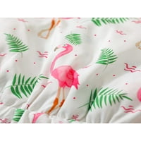 TODDLER Baby Girls Ljetni kombinuit Bowknot Ruffless Suspender bez rukava Flamingo lišće ispis čipke