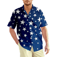 4. jula muška havajska košulja, jula Četvrta rever labava džep za kuglanje Ljetni plažni majice