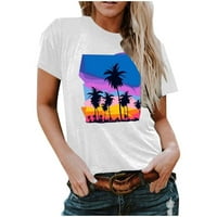 Ženske bluze kratkih rukava Štampane plaže na plaži okrugli vrat udobne košulje Osnovni labavini letnji