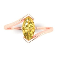 2. CT sjajan markizni rez simulirani žuti dijamant 14k Rose Gold Solitaire Prsten SZ 8.5