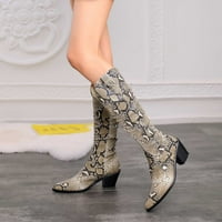 Modne čizme velike veličine žene duge tube zmije print čizme s niskim potpornim cipelama cipela