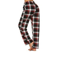Ženski casual udobne karirane otiske pidžama široke pantalone za noge duge joge hlače