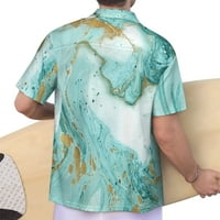 Mramorna majica za muškarce Retro Big i visoki gumb dolje majice Casual Aloha majice kratkih rukava