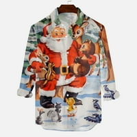 Košulje za muškarce Partwown Dugi ruktici na plaži Santa Claus Ispis Cardigan Clearence Majica White