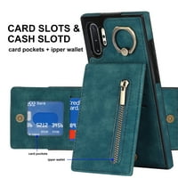 Feishell za Samsung Note Plus, Novčanica za slučaj sa držačem kartice Funkcionalna dva puta Kickstand Izdržljiv patentni zatvarač džep RFID kožna zaštitna koža za Samsung Galaxy Note plus, plava