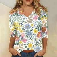 Strunđati Ženska moda Svakodnevno sve povremene V-izrez sa sedam točkih rukava s tiskanim majicama na vrhu prevelike majice za žene