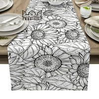 Biljni cvijet suncokret crni bijeli stol za trkač vjenčanja za ručavanje stola za trpezvke placemat