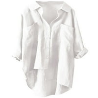 Glonme Dame rever izrez Elegantni kardigan Dvostruki džepovi Poslovne košulje Visoka majica bluza sa