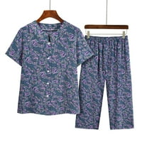 Jyeity Office Odobreno Jesen sažeto hlače Gumb Cardigan Printing Ležerne prilike Dvije odijelo Ženska