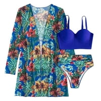 Ženski kupaći kostim Smock bikini kupaći kostim trodijelni set Royal Blue M