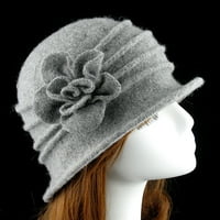 Wirlsweal Cvjetni dekor široki rub okrugli vuneni šešir Srednje stare dame Elegantni kašički šešir