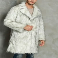 Muški krzneni zimski kaputi dugih rukava otvorena prednja jakna Topla parka odjeća Fluffy Fau krznene