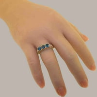 Britanci napravio je 10k Rose Gold Natural London Blue Topaz Ženski rubni prsten - Veličine Opcije -