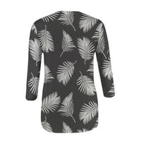 SKSLOEEg Ženske vrhove cvijeće tiskani rukav na vrhu pulover Basic T majica Bluza Ljetni labavi fit vrhovi, sivi XL