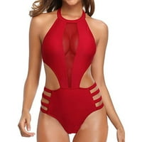 Kupaći kostimi plus size kupaći kostimi dvodijelni setovi Halter Beach crveni l