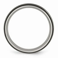 Sivi titan prsten za prsten za vjenčanje ušuđene crne ip-pogirane polirane