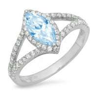 1.2ct Marquise Cut plavi simulirani dijamant 18k bijeli zlatni godišnjički angažman halo prstena veličine