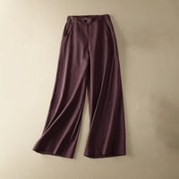Akiihool ženske hlače povremene ženske zimske hlače visoke struke prozračne hlače sa širokim nogama