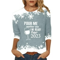 Božićne majice za žensku majicu Modni snježni pahuljici Grafički gornji povremeni praznični pulover