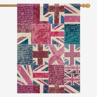 Retro patchwork sa londonskom londonskom unijom zastava zastava zastava zastava zastava baner, ukrasna dvorišna zastava za željeznički kućni dekor vanjski, 28 40