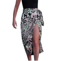 Hoksml Flowy suknja, modne žene Leopard Print zavoj za zavoj visoki struk LR redularna seksi mini suknja