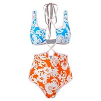 Ociviesr Ljeto Ženska retro ispisanih kupaćih kostimih kupaćih kostimice Bikini Hlače i trke za trčanje
