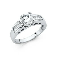 Jewels 14k Bijelo zlato Kubična cirkonija CZ Zaručnička prstena veličine 8.5