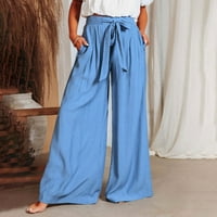 Amtdh Ženske hlače za hlače izlaže hlače na plaži Duge pantalone Toke lagane hlače Lady Comfy jogging radne ležerne salone plave s