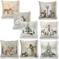 Božićno stablo Snowman ELK Rabbitni jastuk pokriva 18 x18 set za božićni dekor za odmor jastuk za kauč