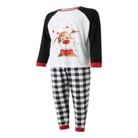 Božićni podudaranje porodice pidžama jelena tiska majica s dugim rukavima plažene hlače za spavanje