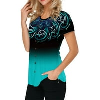 Ženska majica dame plus veličina Retro ljetna casual gumba dolje majica majica na vrhu kratkih rukava
